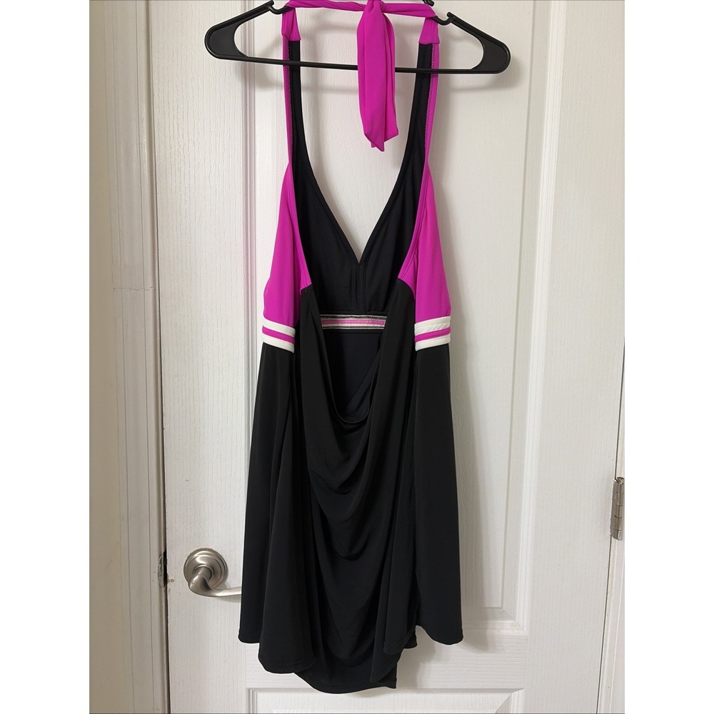 Catalina Pink Magenta And Black Print One-Piece Swim Dress Size 2X - Picture 4 of 5